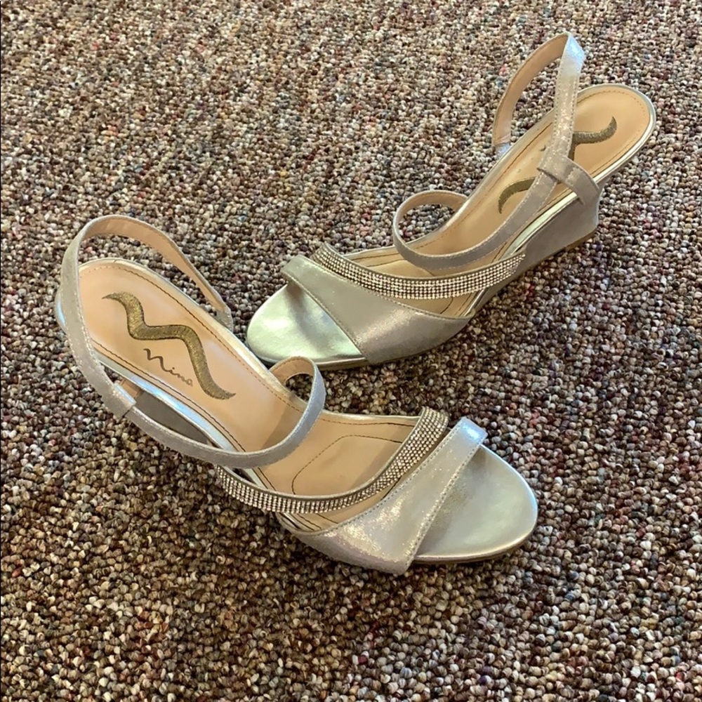 Nina Silver wedge sandals
